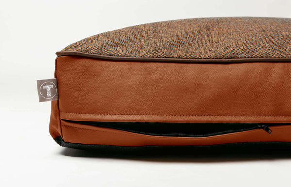 Multicolour leather and fabric dog bed mattrass cover 