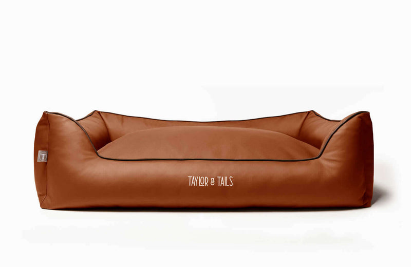 Leather orthopaedic dog bed, dark 