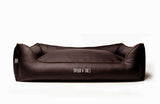 Leather orthopaedic dog bed, dark chocolate brown