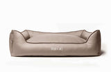 Leather luxury dog bed, light grey, beige 