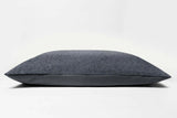 Grey dog bed pillow cover made from leather and fabric