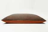 Dog bed pillow cover made from leather and woven fabric