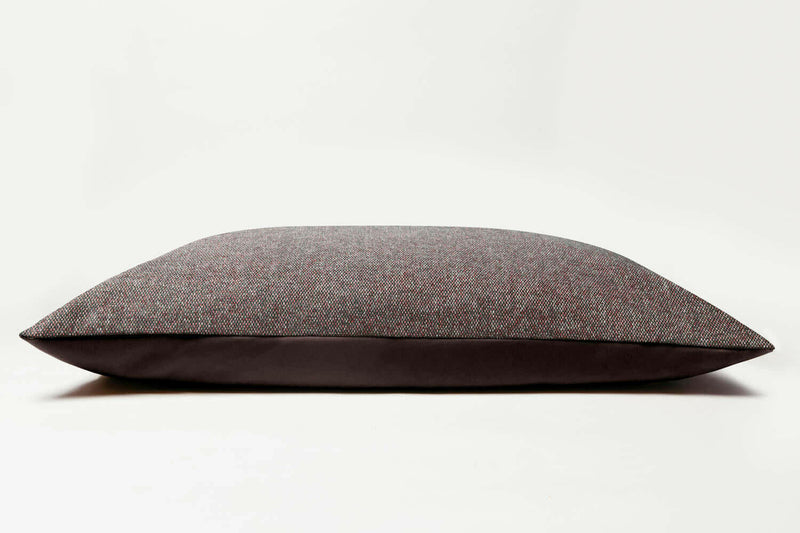 Dog bed pillow cover made from leather and woven fabric