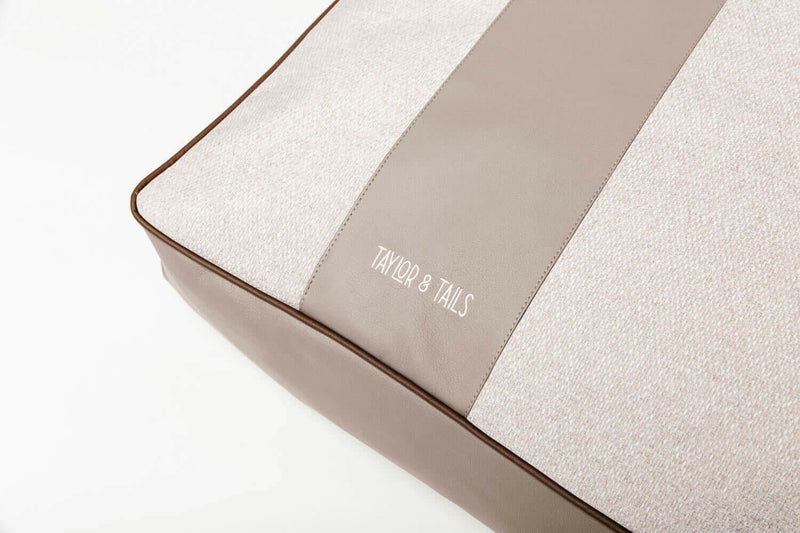 Luxury flat dog bed with decorative strap line 